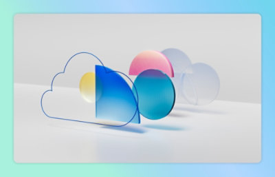 A close-up of a blue, white, yellow and pink structures