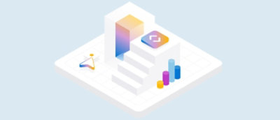 Closeup of a screen displaying colorful objects and shapes.