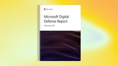 A close-up of a book cover with the title Microsoft Digital Defense Report.