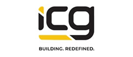 A black and yellow logo with text reading ICG BUILDING. REDEFINED..