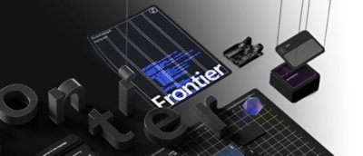 A close-up of a black rectangular object with the text Frontier on it.