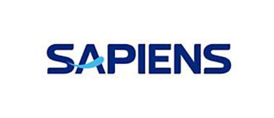 Logo with the word "SAPIENS" in blue capital letters and a graphic element above the letter 'I'.