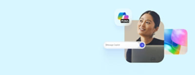 Icons for Microsoft 365 Copilot is displayed on a bright abstract background.
