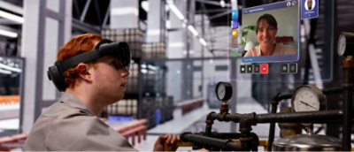 A man wearing virtual reality goggles.