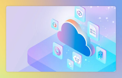 A cloud icon with multiple smaller icons displayed on a screen.