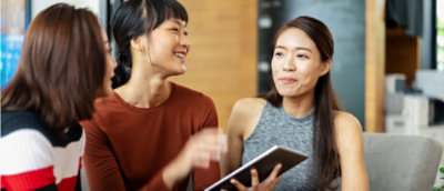 A group of women in smiling face