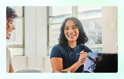  Person speaking during a meeting.