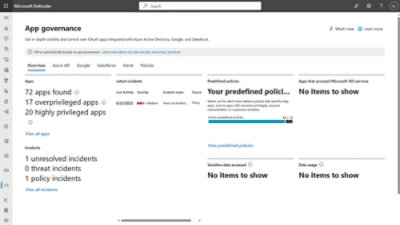 A screenshot of a computer screen displaying App governance