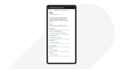 Image of a phone with Microsoft Entra admin centre page opened