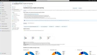 Conditional access page opened in screen
