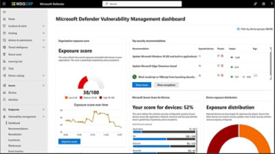 Software inventory table in Microsoft Defender
