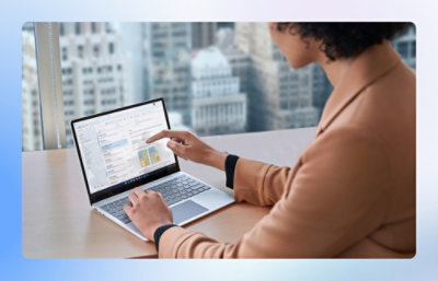 A woman working on a laptop