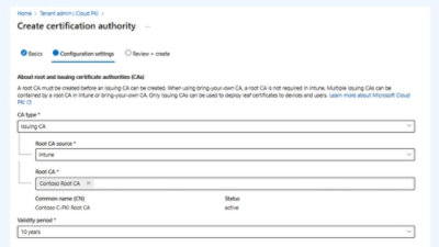 Create certification authority settings in Intune