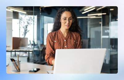 A woman working on a laptop