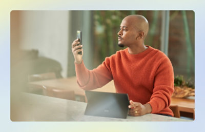 A person using mobile phone.