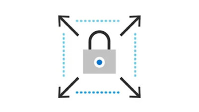 Security icon showing protected area with outward arrows