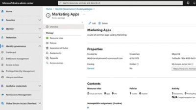 Marketing access package configuration view