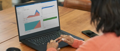 A women working with a laptop
