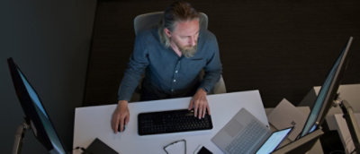 A person working on computer