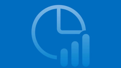 Analytics icon with pie chart and bar graph on blue background