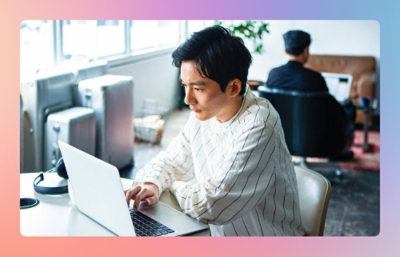 A man working with laptop
