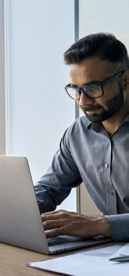 Business professional working on laptop
