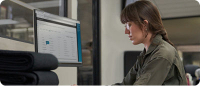 A woman working in an office