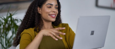 A women working on laptop.