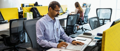 A man working at his desk