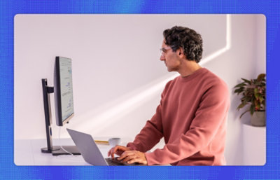 A person using a laptop.