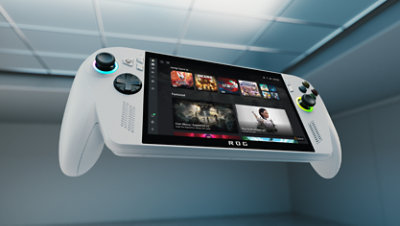 A ROG Ally hand held gaming device. 