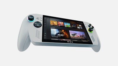 A ROG Ally hand held gaming device.