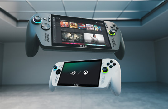 ROG Xbox Ally X and ROG Xbox Ally with xbox home UI and boot up UI screens