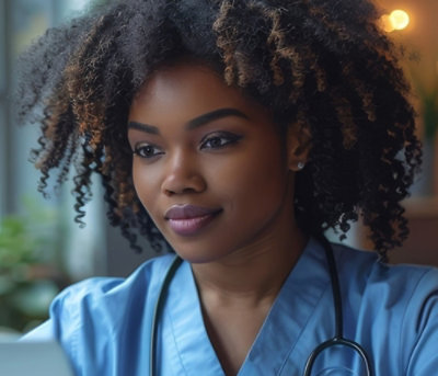 Closeup of a woman with curly hairs