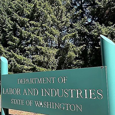 An image of a sign board of ' Department of Labor and Industries"