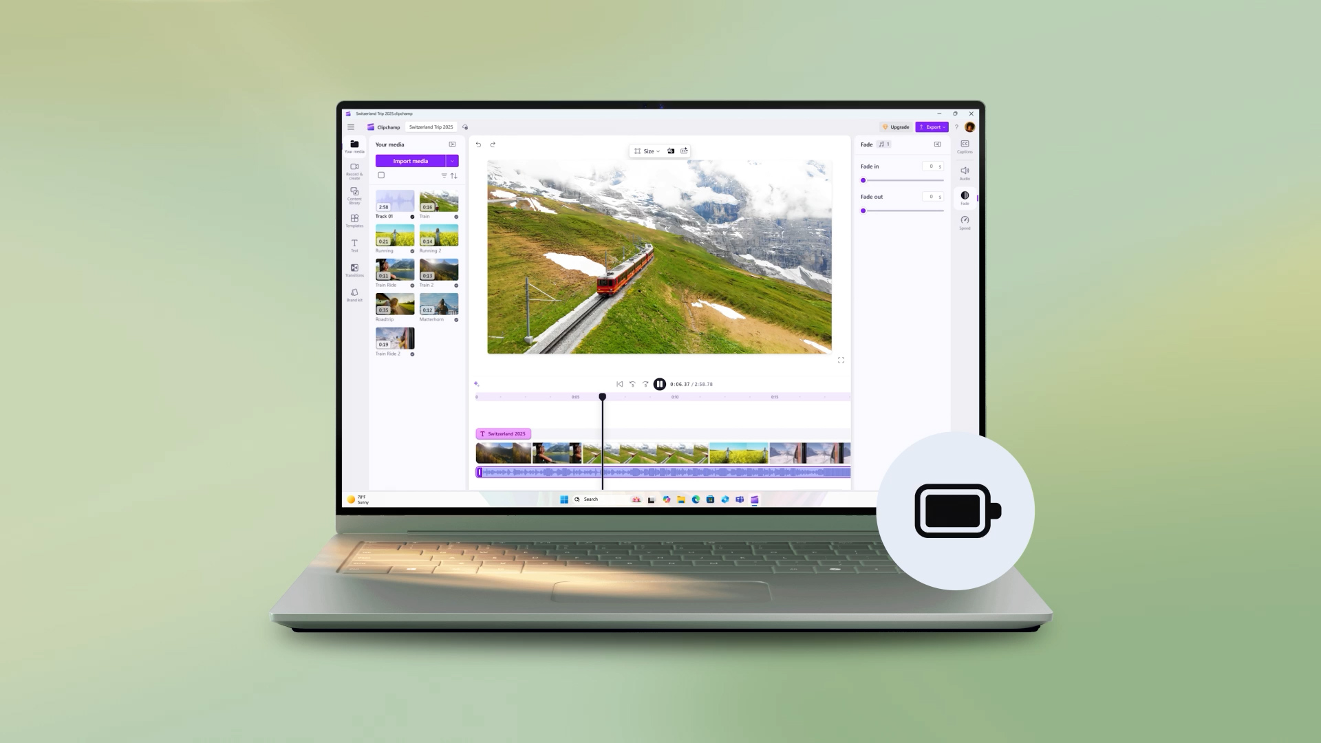 A video showing the battery life benefits of Copilot+ PCs
