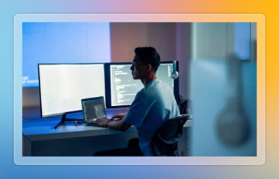 Person working on desktop computer