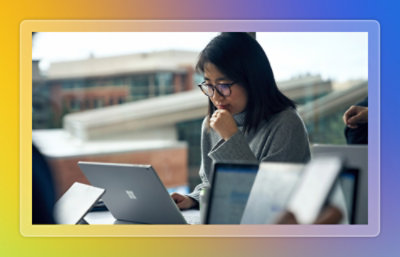 A person using a laptop.