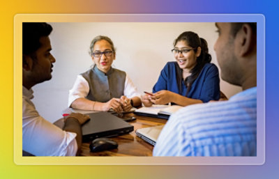 Employees discussing in an office