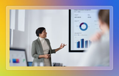 Employee discussing data