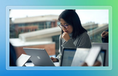 A person using a laptop.