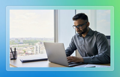 A man is looking at the laptop.