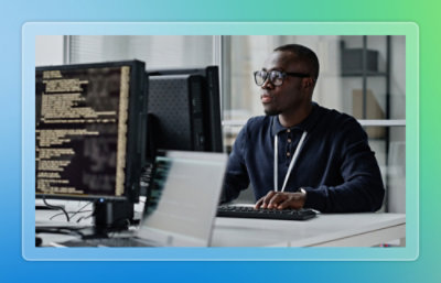 A person is working on a computer.