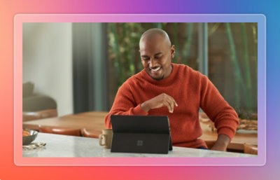 A man using a tablet.