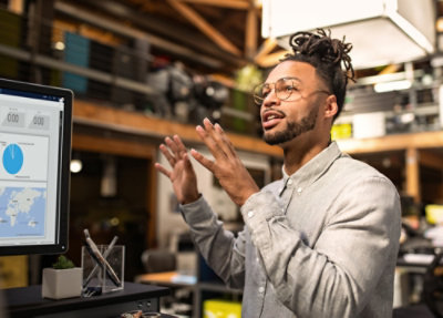 Man in front of computer