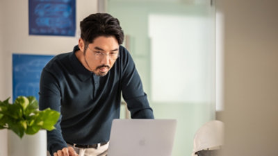 Man working on a laptop