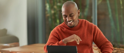 A person using a laptop.