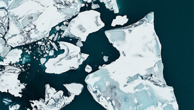 Aerial view of glaciers.