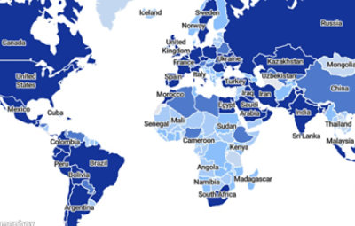 World map showing spread analysis by country/region..