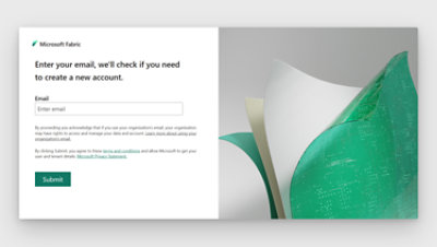 Screenshot of microsoft Fabric create account page